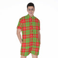 Xmas Plaid Pattern Print Men's Romper