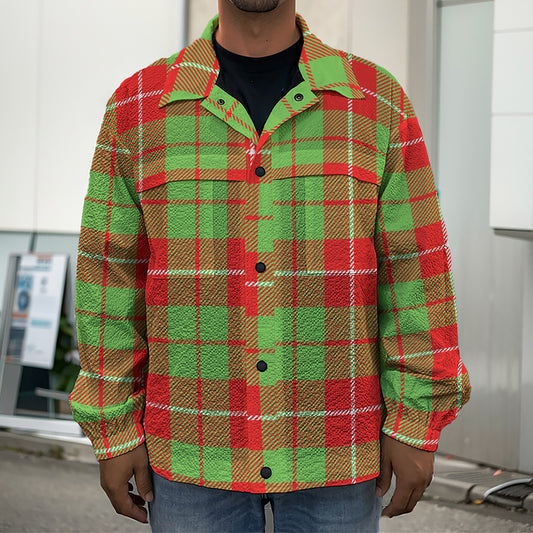 Xmas Plaid Pattern Print Men's Shirt Jacket