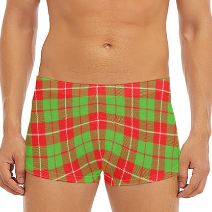 Xmas Plaid Pattern Print Men's Short Boxer Briefs