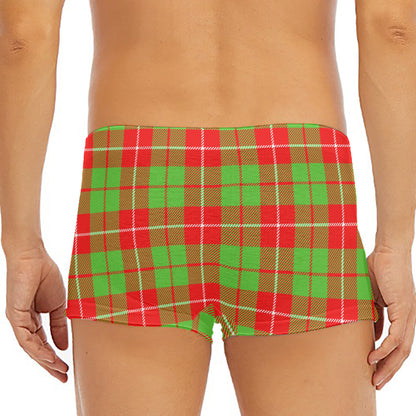 Xmas Plaid Pattern Print Men's Short Boxer Briefs