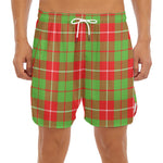 Xmas Plaid Pattern Print Men's Split Running Shorts