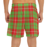 Xmas Plaid Pattern Print Men's Split Running Shorts
