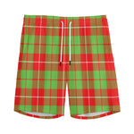 Xmas Plaid Pattern Print Men's Sports Shorts