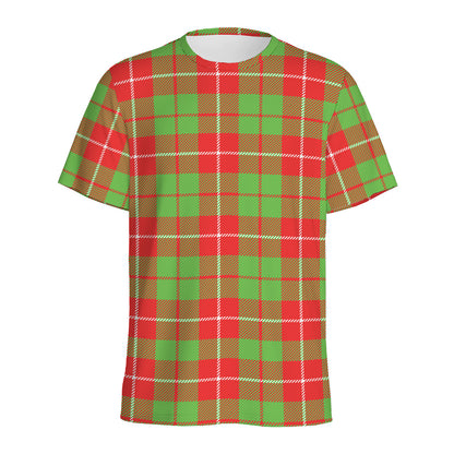 Xmas Plaid Pattern Print Men's Sports T-Shirt