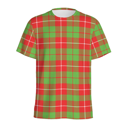 Xmas Plaid Pattern Print Men's Sports T-Shirt