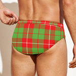 Xmas Plaid Pattern Print Men's Swim Briefs