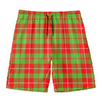 Xmas Plaid Pattern Print Men's Swim Trunks