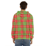Xmas Plaid Pattern Print Men's Velvet Pullover Hoodie