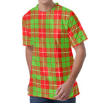 Xmas Plaid Pattern Print Men's Velvet T-Shirt
