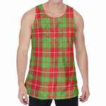 Xmas Plaid Pattern Print Men's Velvet Tank Top