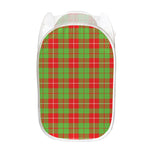 Xmas Plaid Pattern Print Mesh Laundry Hamper