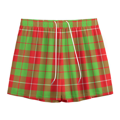 Xmas Plaid Pattern Print Mesh Shorts