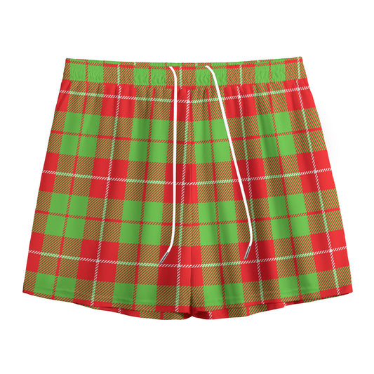 Xmas Plaid Pattern Print Mesh Shorts
