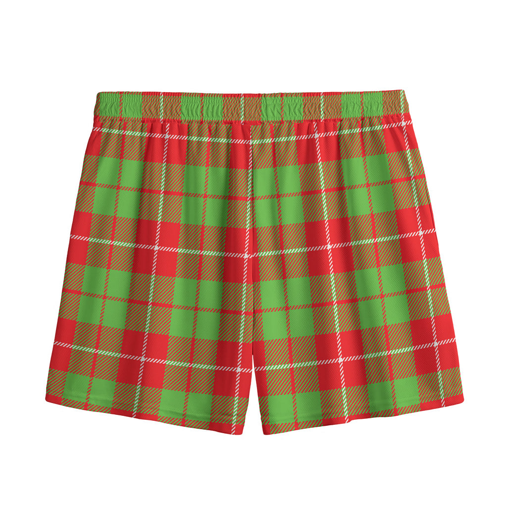 Xmas Plaid Pattern Print Mesh Shorts