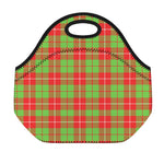 Xmas Plaid Pattern Print Neoprene Lunch Bag
