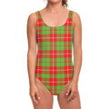 Xmas Plaid Pattern Print One Piece Swimsuit