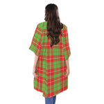 Xmas Plaid Pattern Print Open Front Beach Cover Up