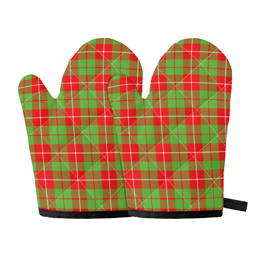 Xmas Plaid Pattern Print Oven Mitts