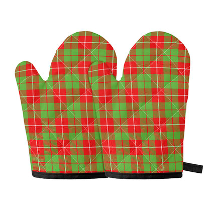 Xmas Plaid Pattern Print Oven Mitts