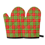 Xmas Plaid Pattern Print Oven Mitts