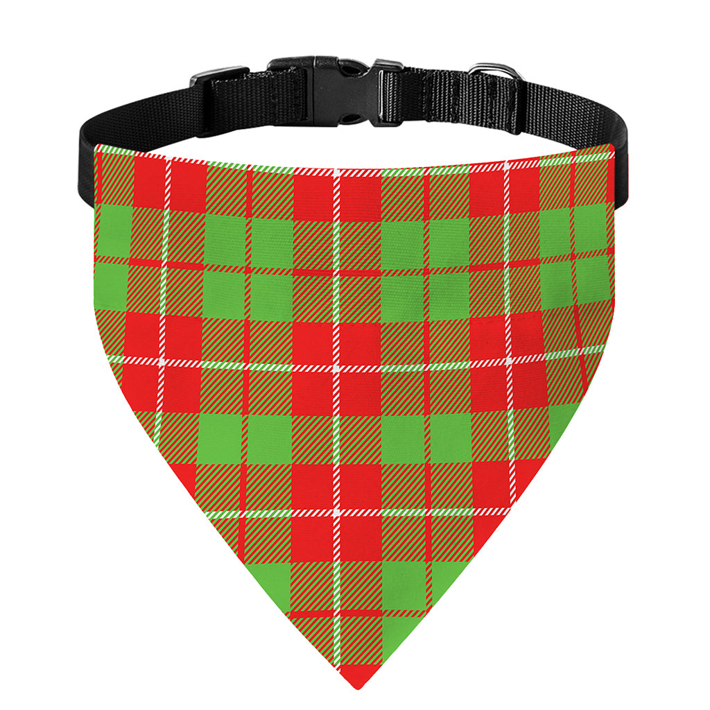 Xmas Plaid Pattern Print Over The Collar Dog Bandana