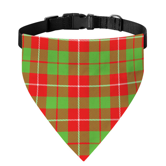 Xmas Plaid Pattern Print Over The Collar Dog Bandana