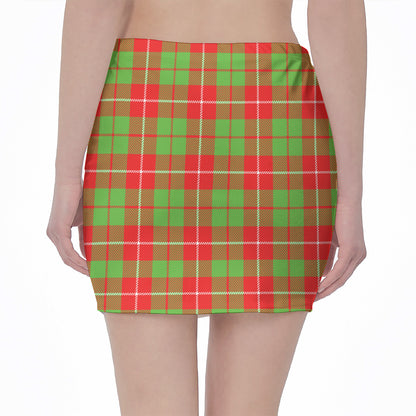 Xmas Plaid Pattern Print Pencil Mini Skirt