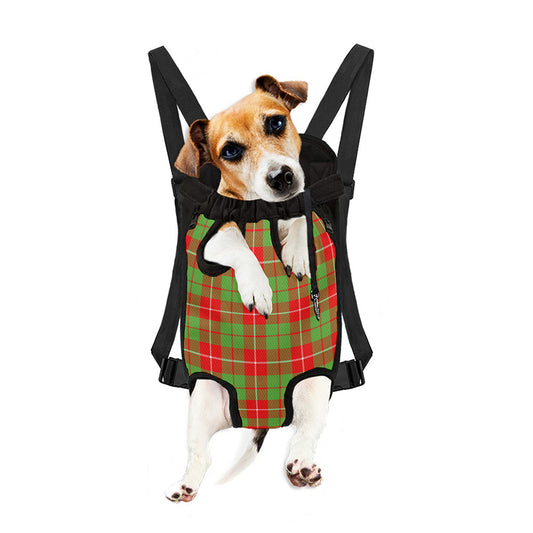 Xmas Plaid Pattern Print Pet Carrier Backpack