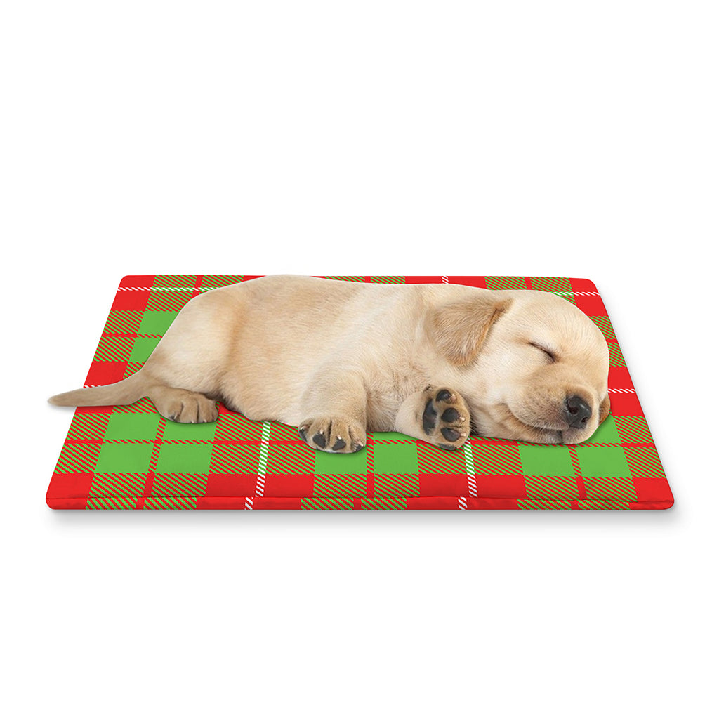 Xmas Plaid Pattern Print Pet Cooling Mat Cover
