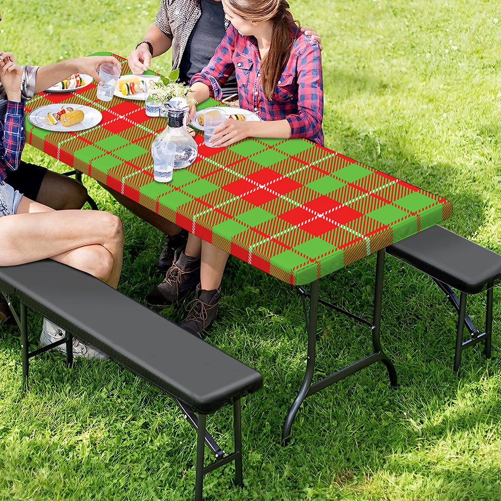 Xmas Plaid Pattern Print Picnic Table Cover
