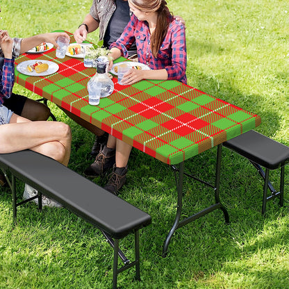 Xmas Plaid Pattern Print Picnic Table Cover