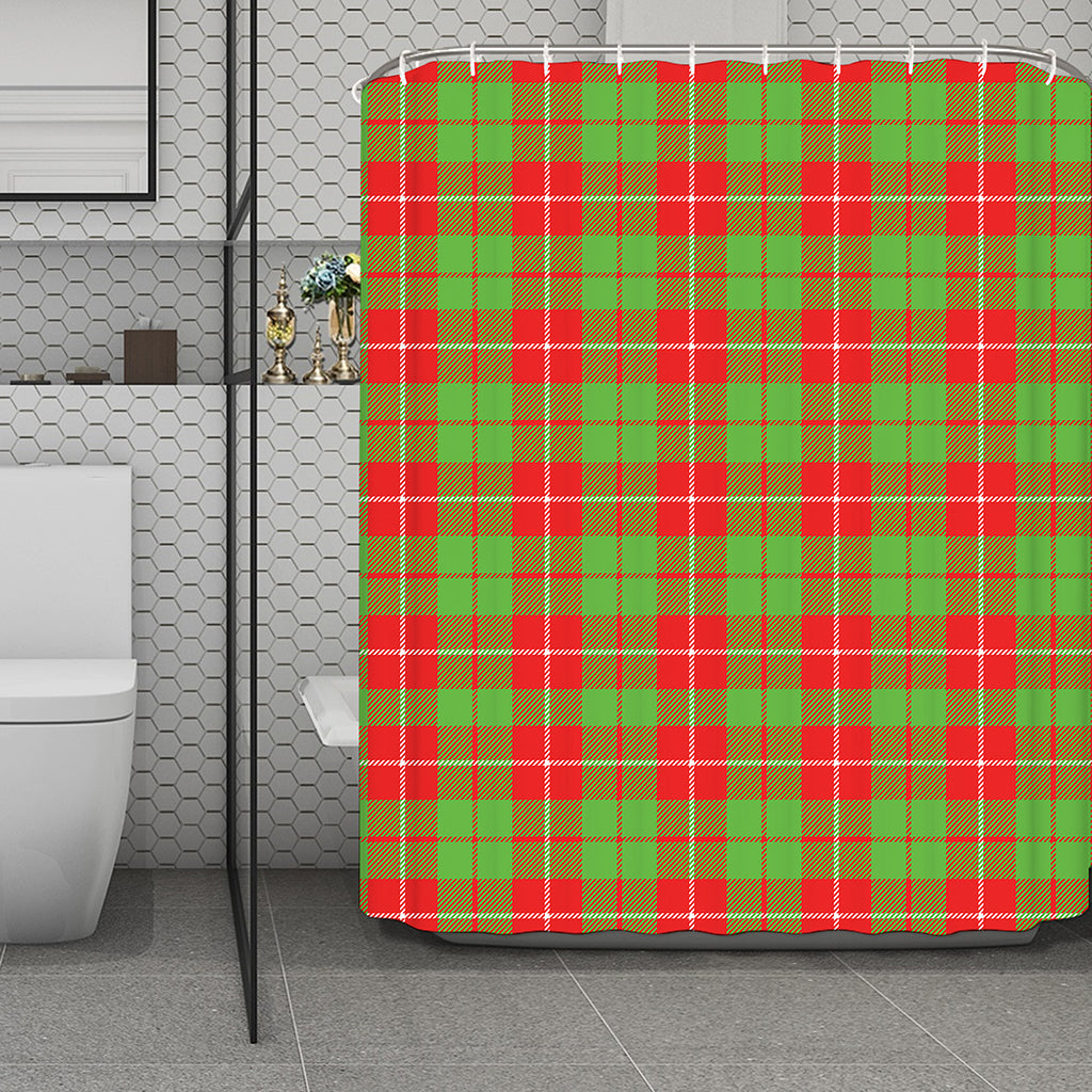 Xmas Plaid Pattern Print Polyester Shower Curtain