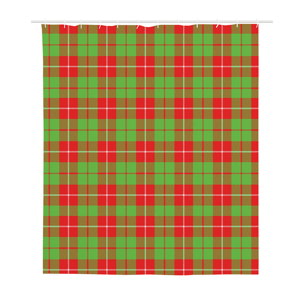 Xmas Plaid Pattern Print Polyester Shower Curtain