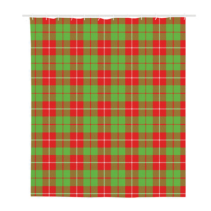 Xmas Plaid Pattern Print Polyester Shower Curtain