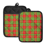 Xmas Plaid Pattern Print Pot Holders With Pocket