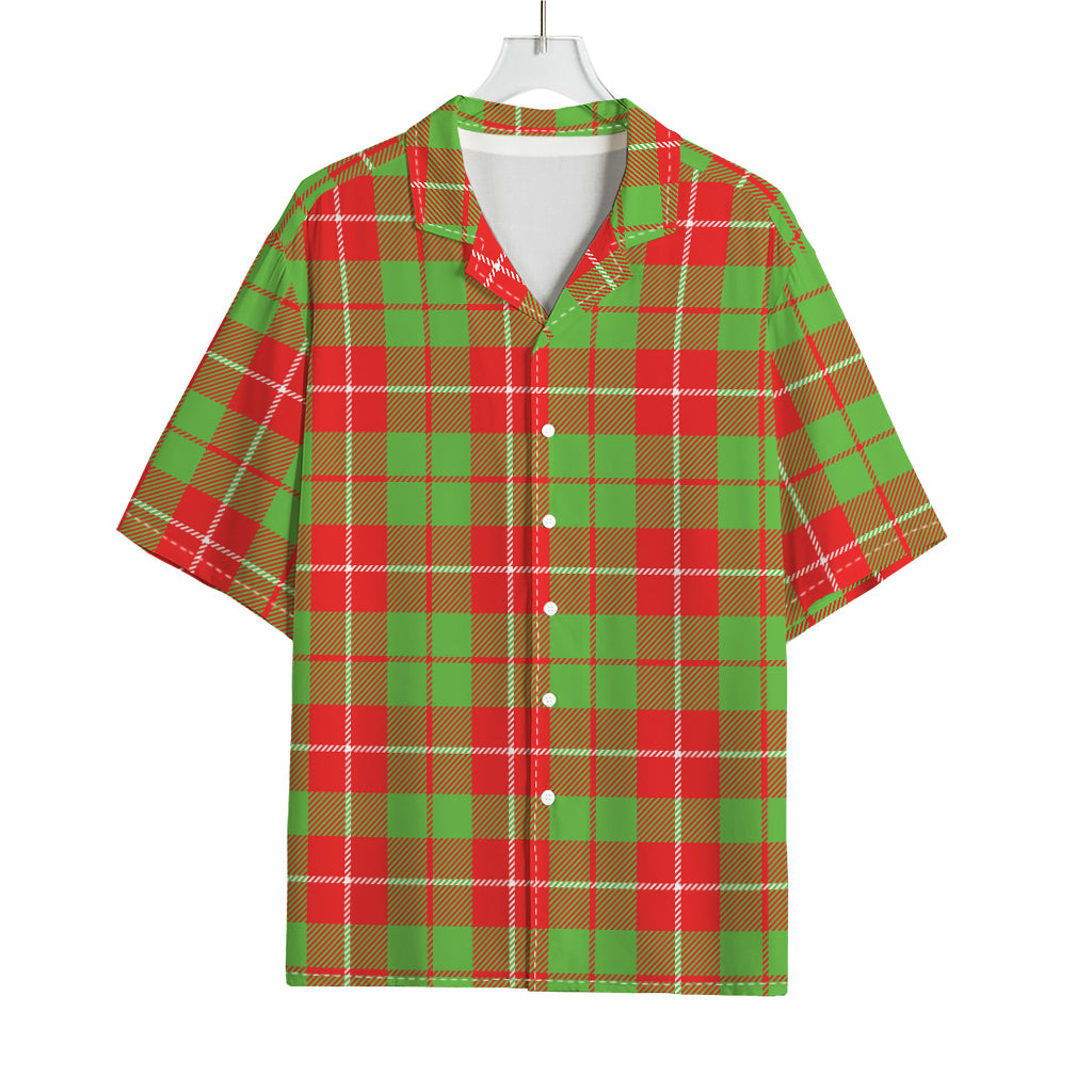 Xmas Plaid Pattern Print Rayon Hawaiian Shirt
