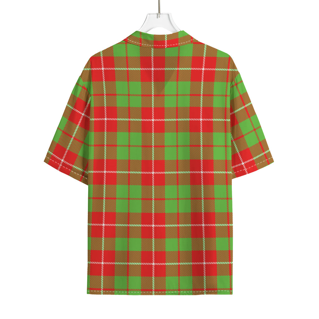 Xmas Plaid Pattern Print Rayon Hawaiian Shirt