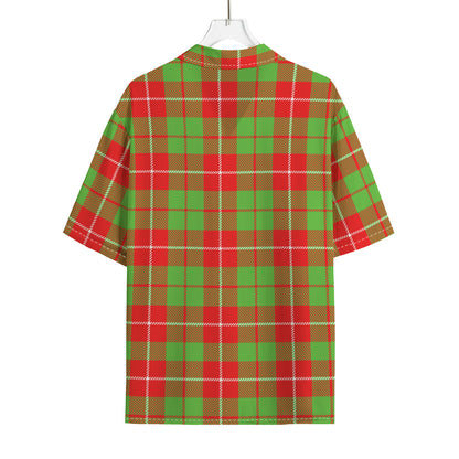 Xmas Plaid Pattern Print Rayon Hawaiian Shirt