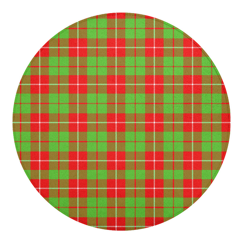 Xmas Plaid Pattern Print Round Blanket