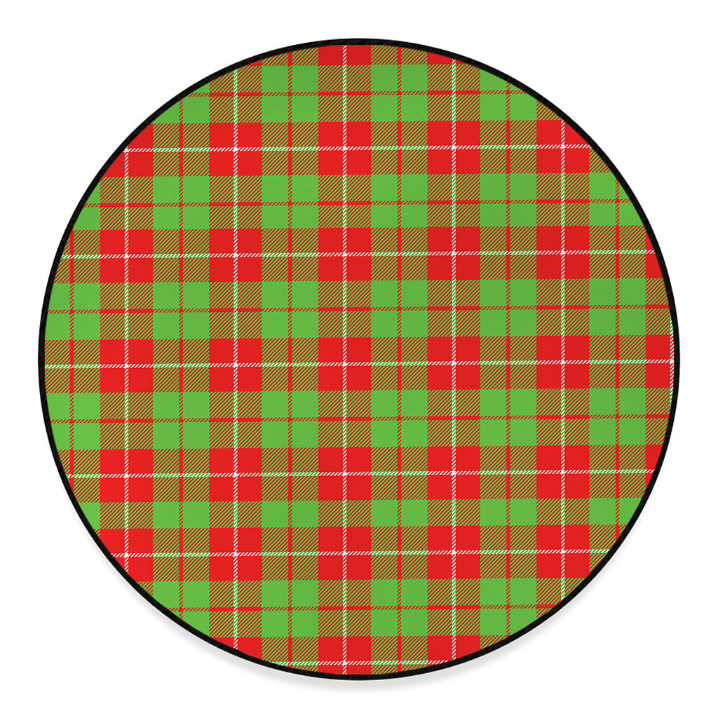 Xmas Plaid Pattern Print Round Floor Mat