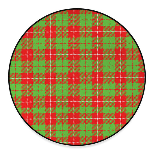 Xmas Plaid Pattern Print Round Floor Mat