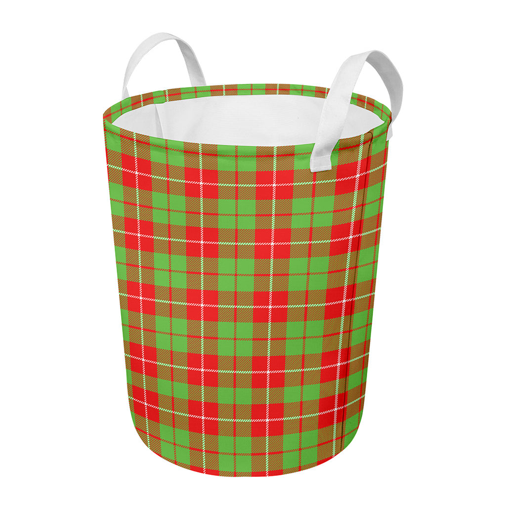 Xmas Plaid Pattern Print Round Laundry Basket