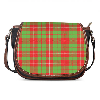 Xmas Plaid Pattern Print Saddle Bag