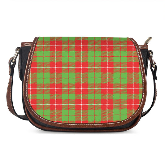 Xmas Plaid Pattern Print Saddle Bag