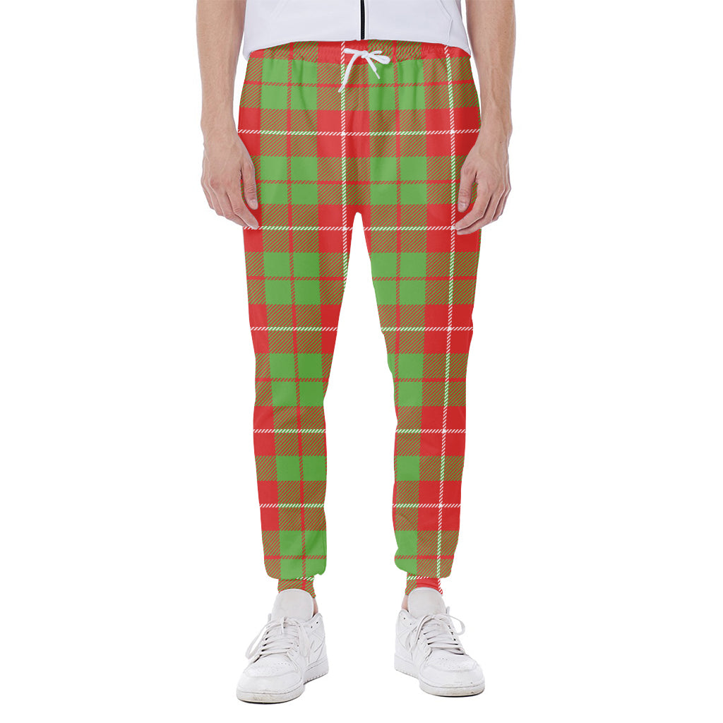 Xmas Plaid Pattern Print Scuba Joggers