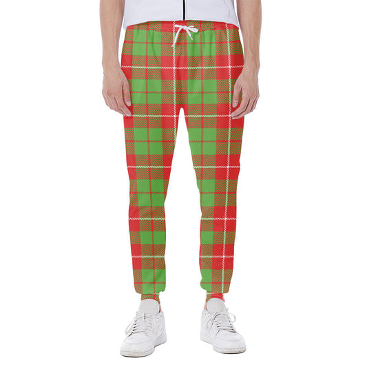 Xmas Plaid Pattern Print Scuba Joggers