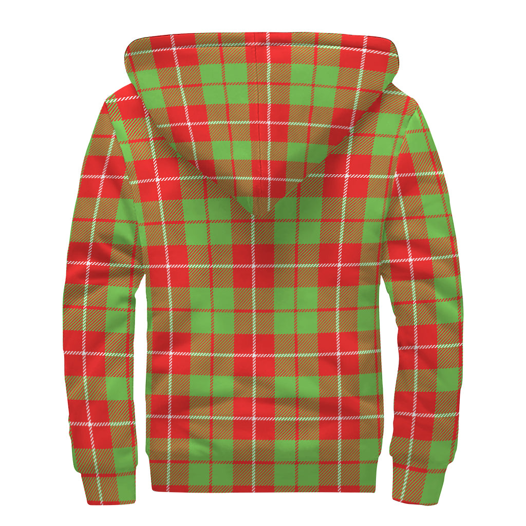 Xmas Plaid Pattern Print Sherpa Lined Zip Up Hoodie