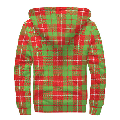 Xmas Plaid Pattern Print Sherpa Lined Zip Up Hoodie