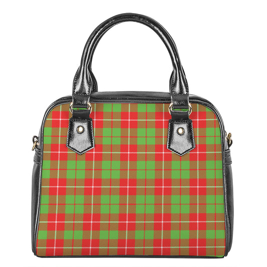 Xmas Plaid Pattern Print Shoulder Handbag
