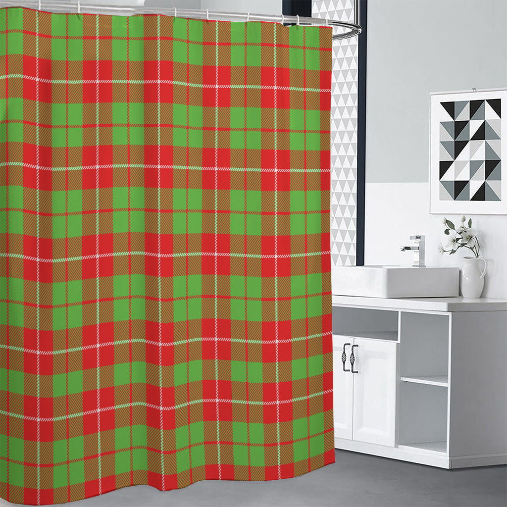 Xmas Plaid Pattern Print Shower Curtain